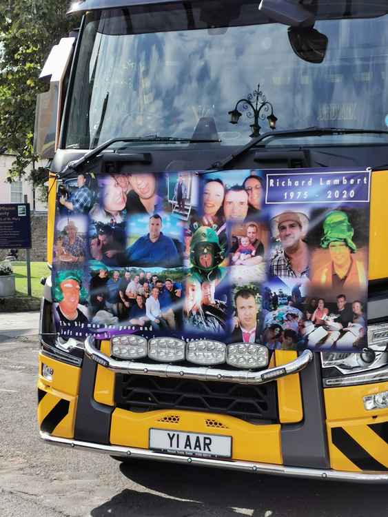 An Aardvark truck decorated with Richard's photos parked in Trinity Square for the funeral service (photos courtesy of Gareth Taylor)