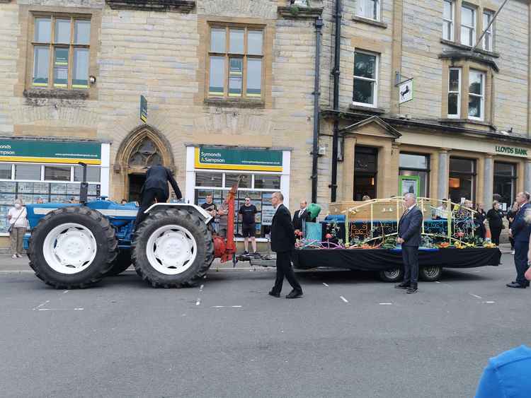 Richard took a final tour of Axminster on a decorated trailer pulled by a tractor