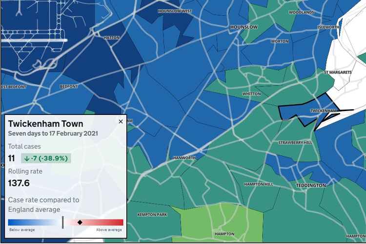 Heat map shows the latest number of coronavirus cases in the borough