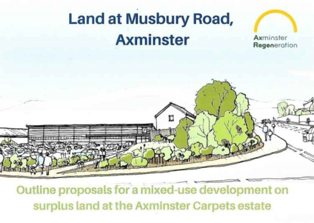 An artists' impression of the proposed development to include an Aldi foodstore in Axminster