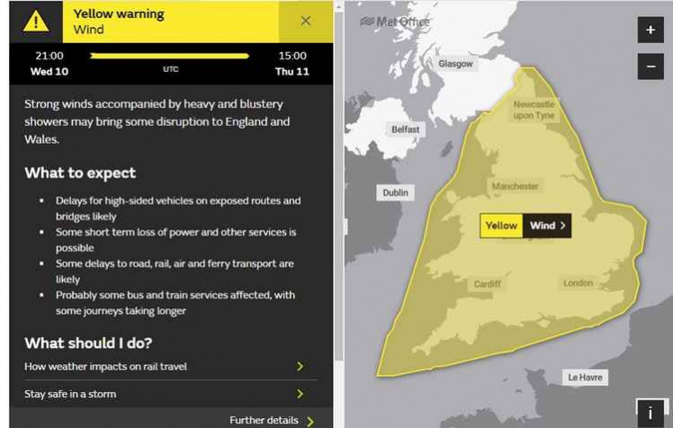 A widespread weather warning from the national forecaster