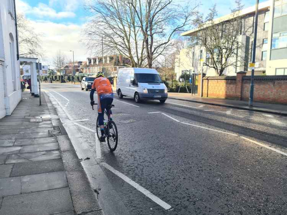 A cyclist on Cross Deep