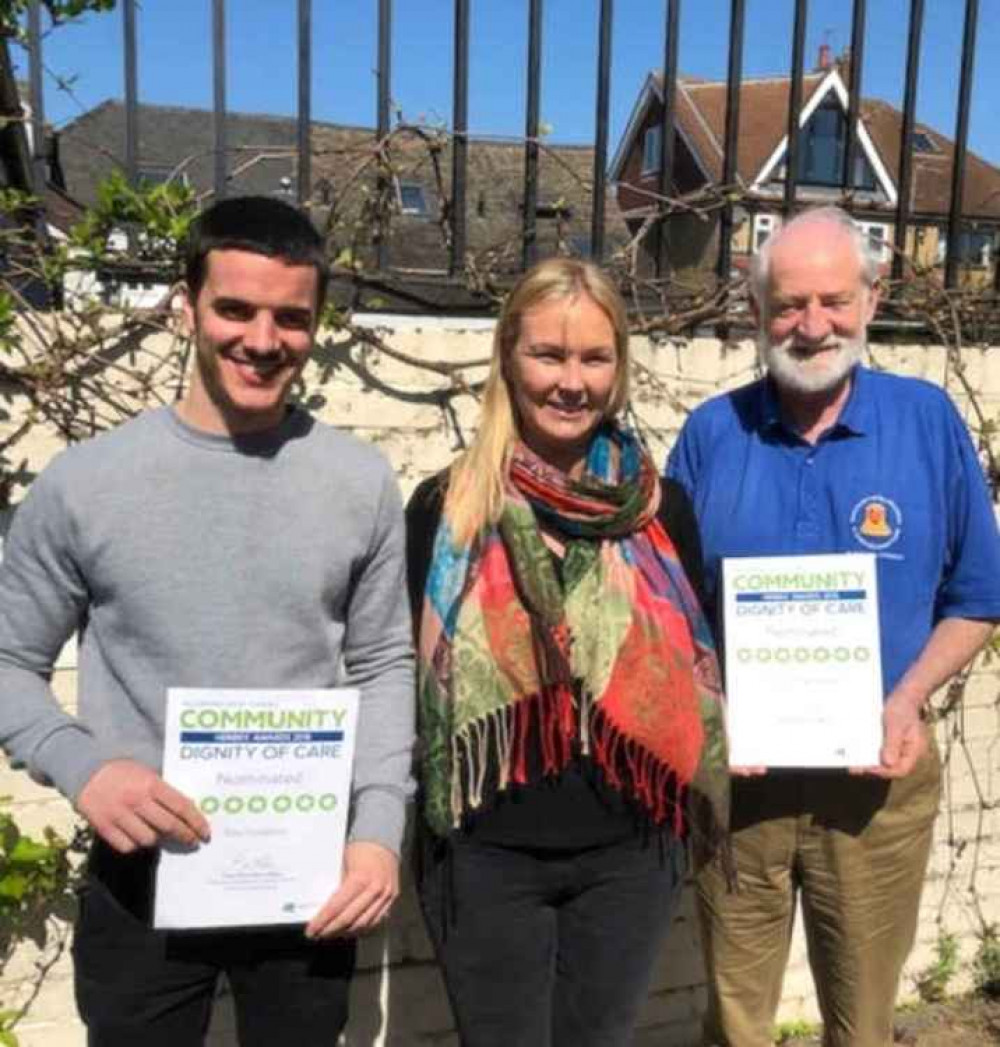 Generous £250 lottery winner Francis, far right, with Crossroads Care