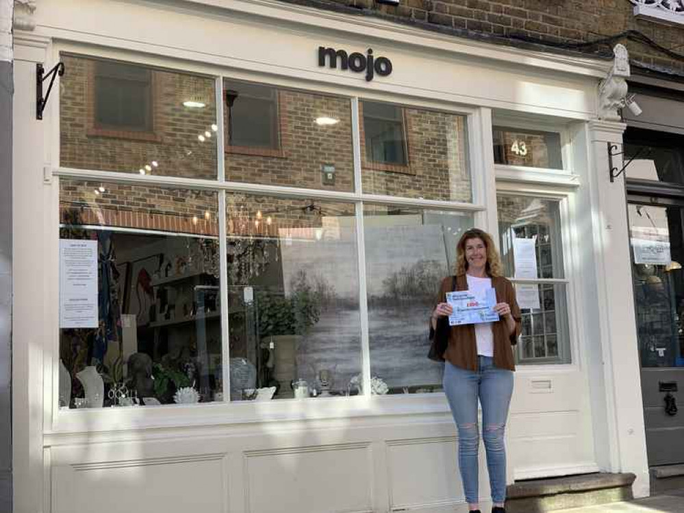 Carmel at Mojo with her voucher