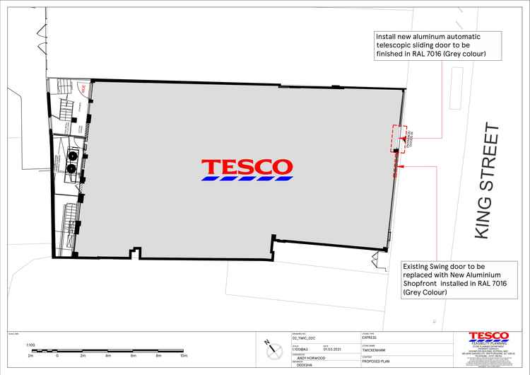 The planning application drawing for new Tesco store