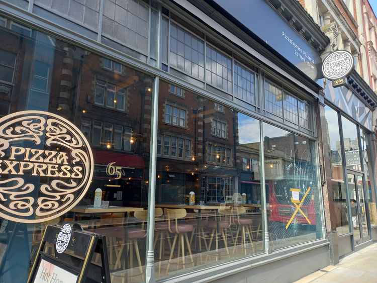 The smashed window at Pizza Express