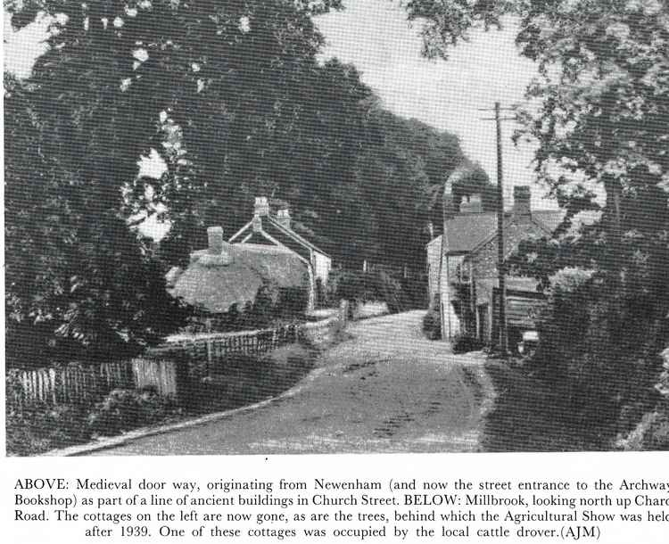 Chard Road looking up from Millbrook. The old Trout Inn can just be seen in the top right while the cottages and trees on the left have all now gone