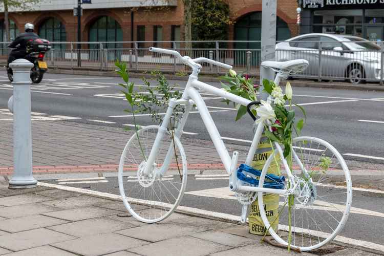 White painted bikes are often used to commemorate cyclists killed in accidents and warn of dangerous roads