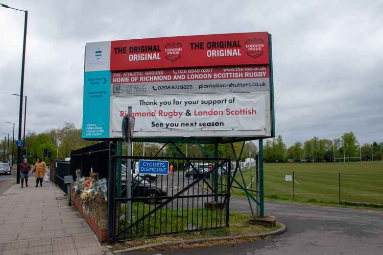 Flowers outside Richmond Athletic Ground