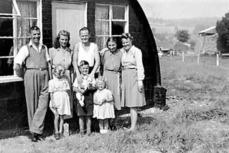 My parents (centre) with family from Shropshire and kids with Weycroft Manor Farm in the background