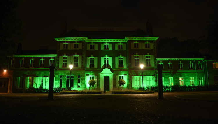 York House in Twickenham will again go 'Green For Grenfell' tonight (14th June) as a mark of remembrance, compassion and solidarity (Image: Jessica Broadbent, Nub News)