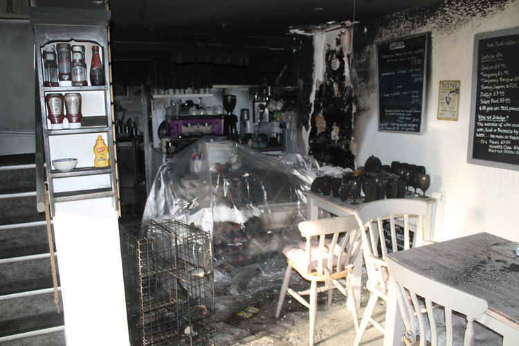 The café suffered 25% fire damage and there was 90% smoke damage