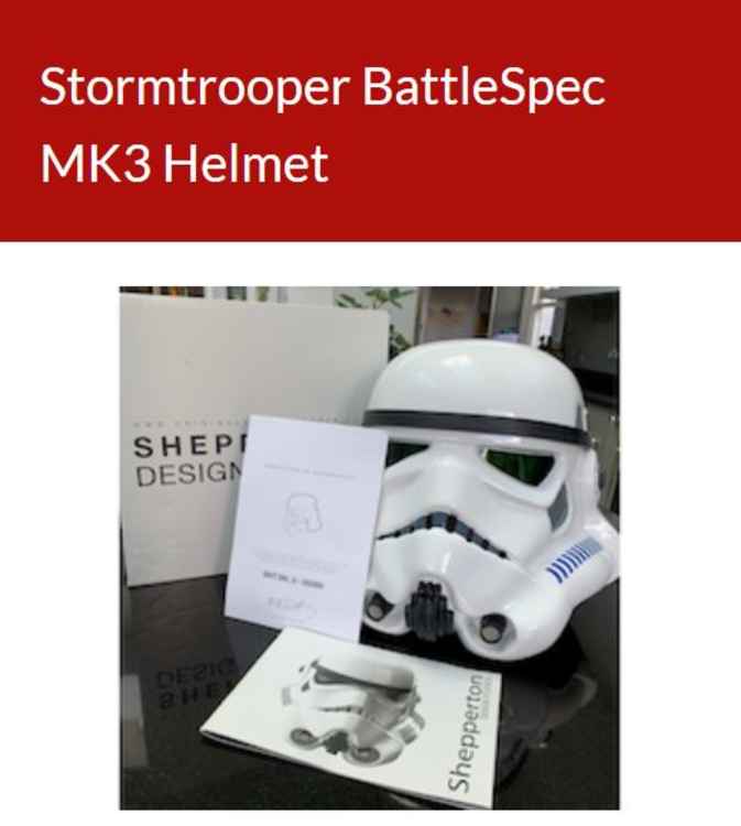 This Stormtrooper helmet is also up for grabs!