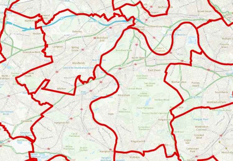 A map with the proposed changes to the Twickenham constituency (Image: Boundary Commission for England)