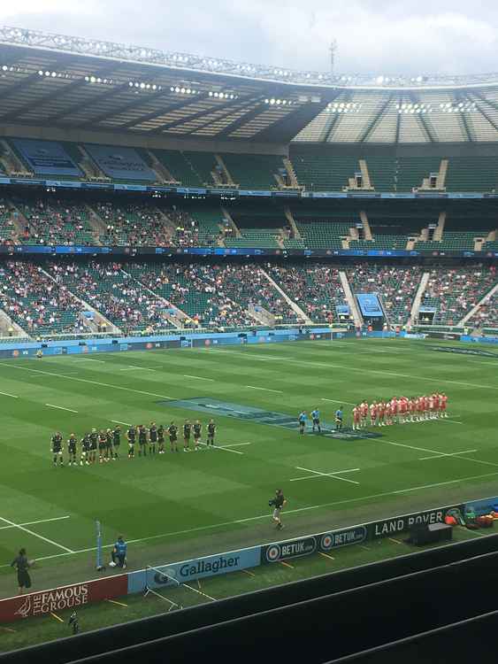 Both teams line up before the match