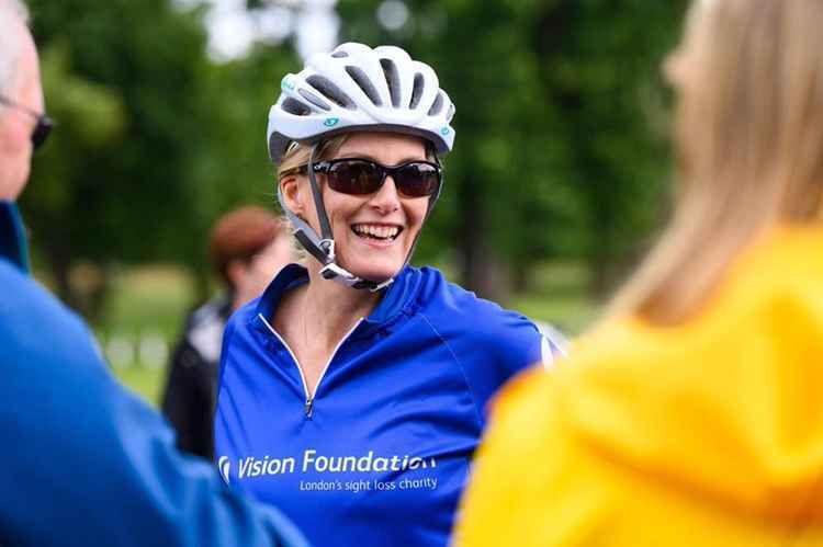 Sophie, Countess of Wessex, cycles in Bushy Park for the charity event (Credit: Vision Foundation)