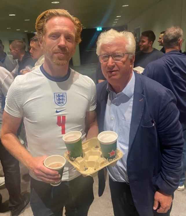 Stuart met actor Damian Lewis at the match (Credit: Stuart Higgins)