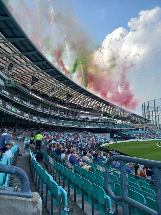 Fireworks before the first ever match of The Hundred at The Oval on Wednesday (Image: Jessica Broadbent)