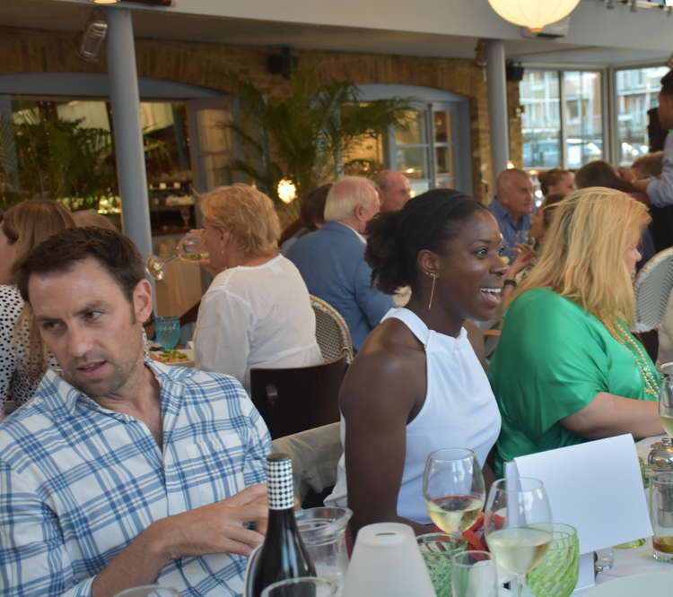 The trio of stars enjoyed a 3-course meal at the Wharf. Pictured: Mark and Christine (Credit: Jessica Broadbent)