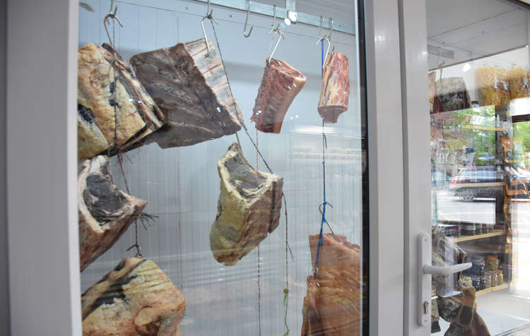 Michael dry ages his beef in his aging room in the shop (Image: Jessica Broadbent Nub News)