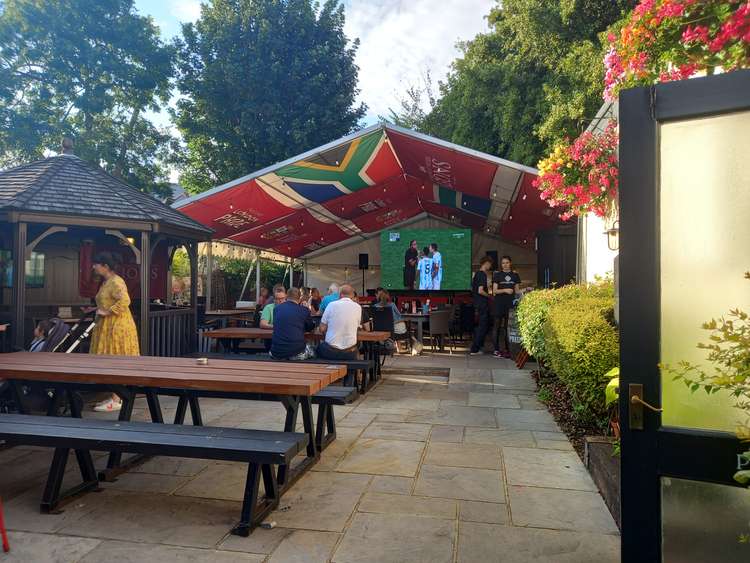 The pub's garden is well set up for sports fans! (Image: Jessica Broadbent, Nub News)