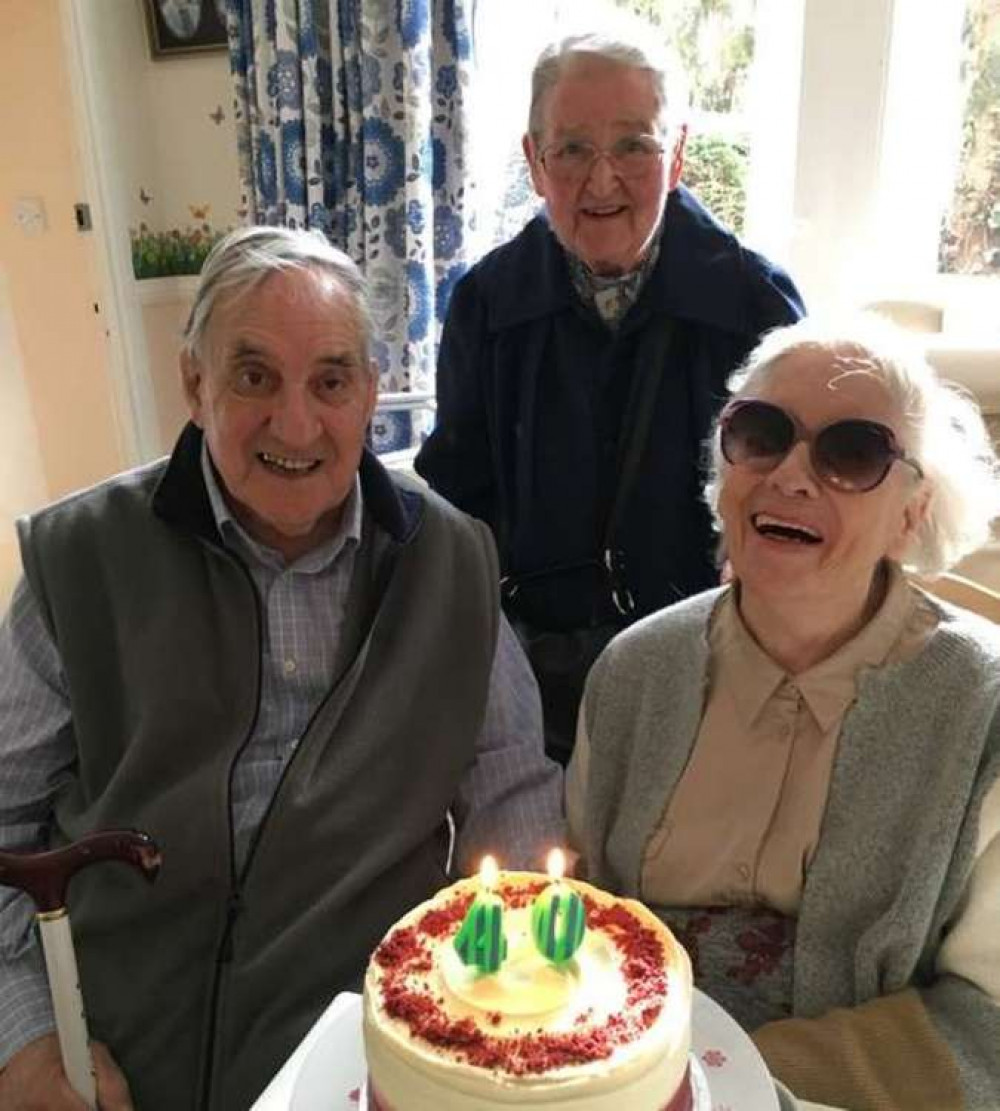 Celebrating 40 years of RTN; Mrs Pat Ingham (centre) with Frank and Sheila Roberts, early RTN listeners