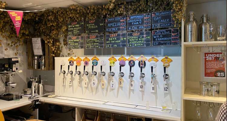 The shop has 9 British beers and 1 cider on tap for the festival (Image: Brewery Market)