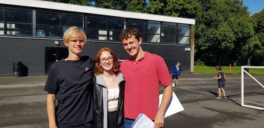 Pupils getting their A-Level results at St Richard Reynolds Catholic College in Twickenham on Tuesday