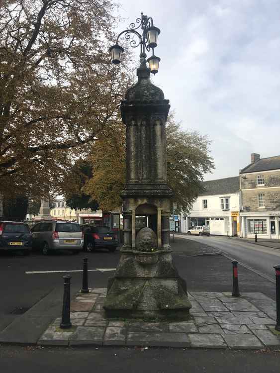 The Jubilee Fountain in Trinity Square, one of Axminster's most famous landmarks