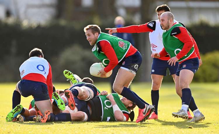 England training at the Lensbury Club before the Six Nations earlier in the year. RFU/Getty Images.