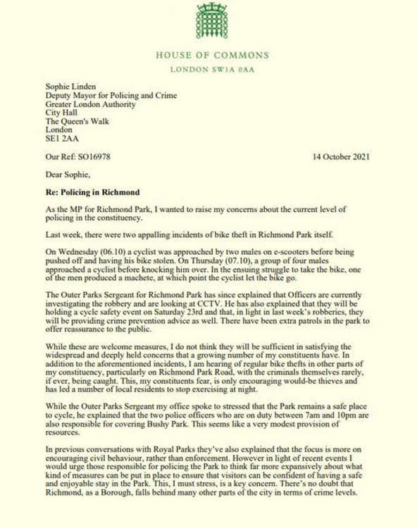 This letter from The MP outlines her position.