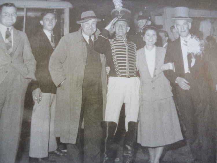 Axminster Carnival 1952 – left to right: Martin Bright, ?, Gordon Gapper, George Moulding, Hilda Moulding, Lord Jeff