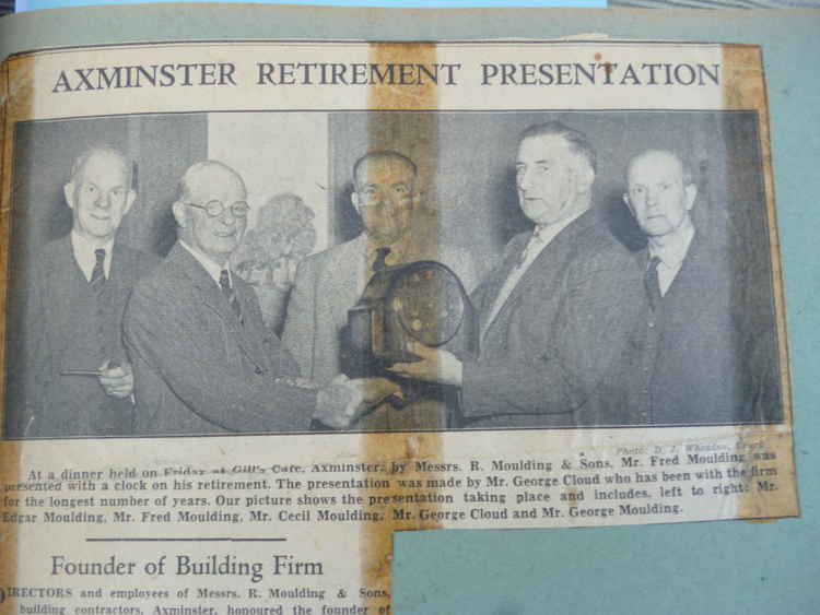 R Moulding & Sons Ltd presentation – left to right: George Moulding, Fred Moulding, Cecil Moulding, George Cloud, Edgar Moulding