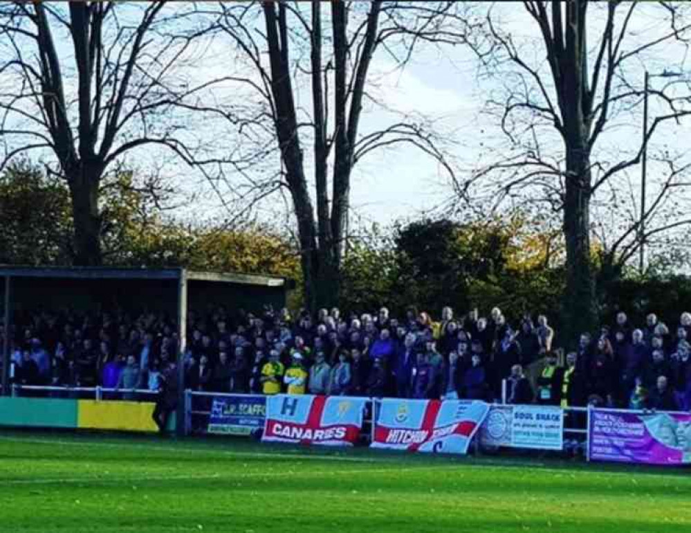 Hitchin Town's evocative Top Field during their sell-out FA Cup first round clash against Solihull in November 2018. CREDIT: LAYTH YOUSIF