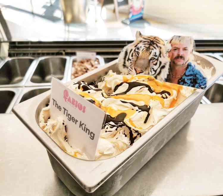 UP CLOSE WITH: Hitchin's Willy Wonka of Ice Cream. PICTURE: Fabio's popular Tiger King ice cream.