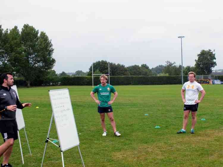 Funding has allowed the club to purchase new white boards - meaning exercises are visible from around the pitch and allow 'bubbles' to keep apart. CREDIT: Adam Howard