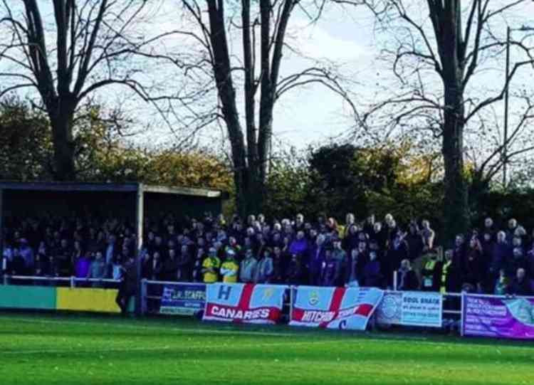 Hitchin Town FC react to news 'some fans' can return. PICTURE: A packed Top Field during the FA Cup first round clash vs Solihull in November 2018. CREDIT: @laythy29