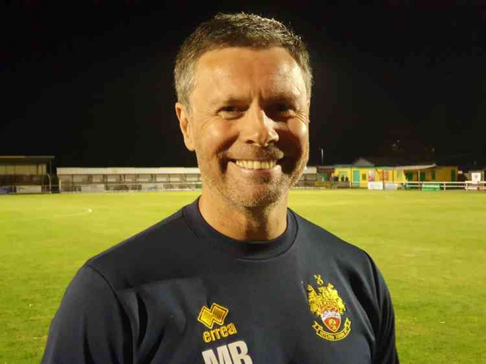 Hitchin Town boss Mark Burke as clash with National League Barnet looms at Top Field: 'We're moving in the right direction'. CREDIT: @laythy29