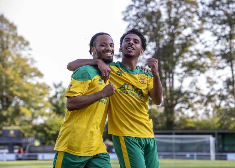 Joy at Top Field as Hitchin Town hammer Alvechurch on Saturday. CREDIT: PETER ELSE