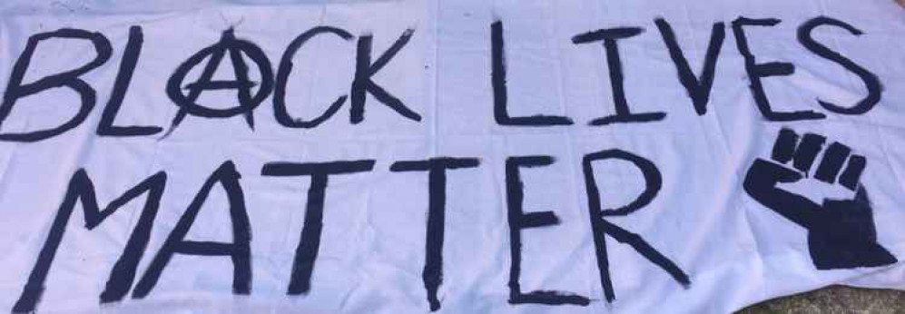 Herts police chief: 'Force neither encourages nor discourages officers from taking the knee'. PICTURE CREDIT: A Black Lives Matter banner @HertsBLM Twitter