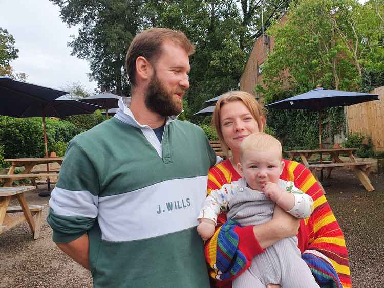 UP CLOSE IN HITCHIN: The Half Moon. PICTURE: Freddy and Em with their adorable little one. CREDIT: @HitchinNubNews