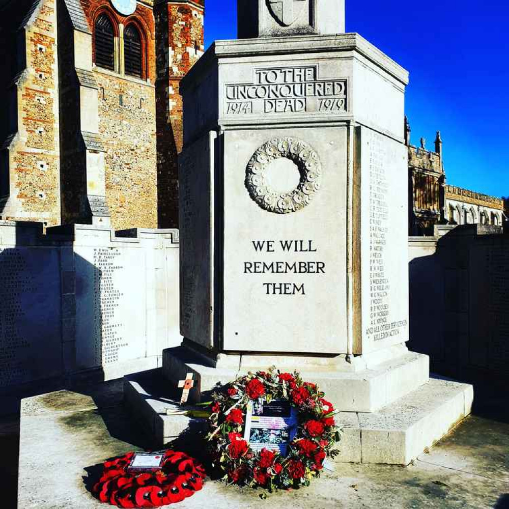 We will remember them. PICTURE: Hitchin memorial. Churchyard Walk, St Mary's. CREDIT: @HitchinNubNews