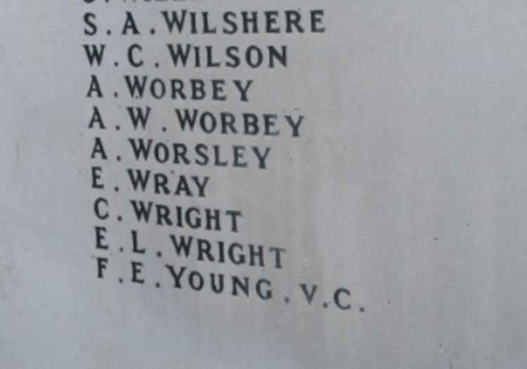 Frank Young VC. Hitchin memorial