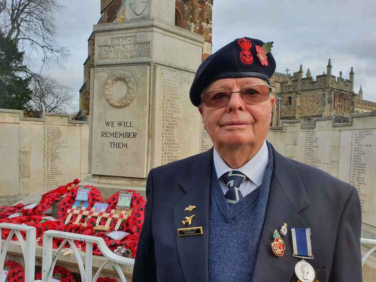 Hitchin pays tribute to the fallen on Armistice Day: 'We should never forget' says veteran Brian Page, pictured. CREDIT: Hitchin Nub News