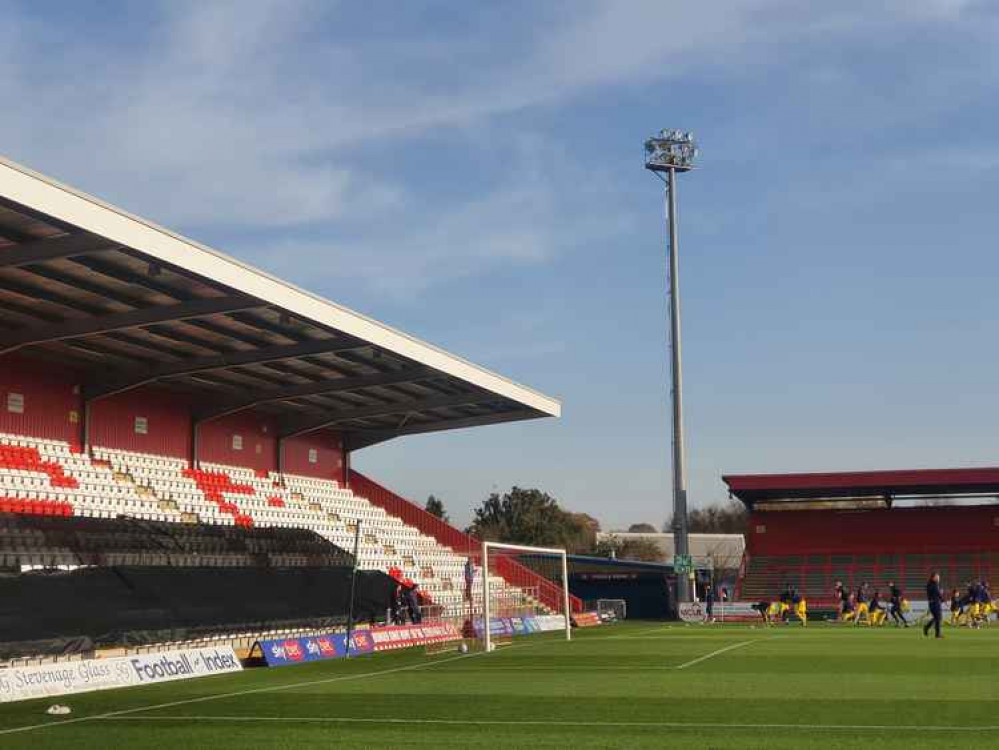 Stevenage FC vs Hull City FA Cup clash to be screened by BBC. PICTURE: The north stand at the Lamex. CREDIT: @HitchinNubNews