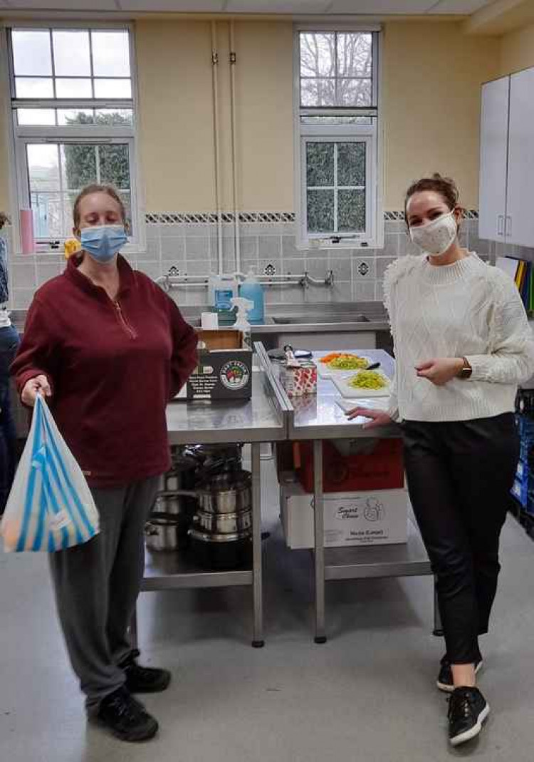 Kerry Morgan welcomes Laura Newman, one of Project Food's first clients to visit the new premises at Axminster Hospital