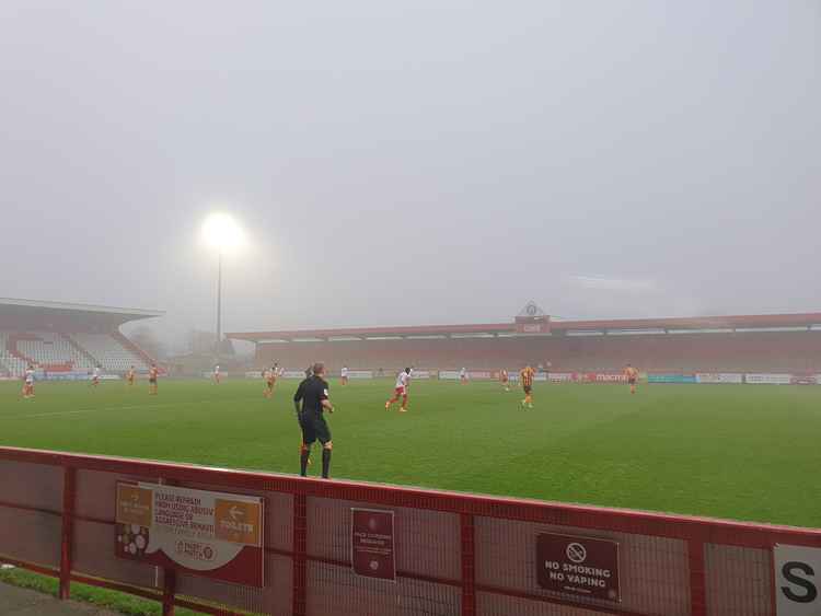 A misty Lamex saw Stevenage - and Jamie Cumming - make headlines. CREDIT: @laythy29