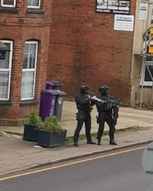 Armed police at the incident in Hitchin