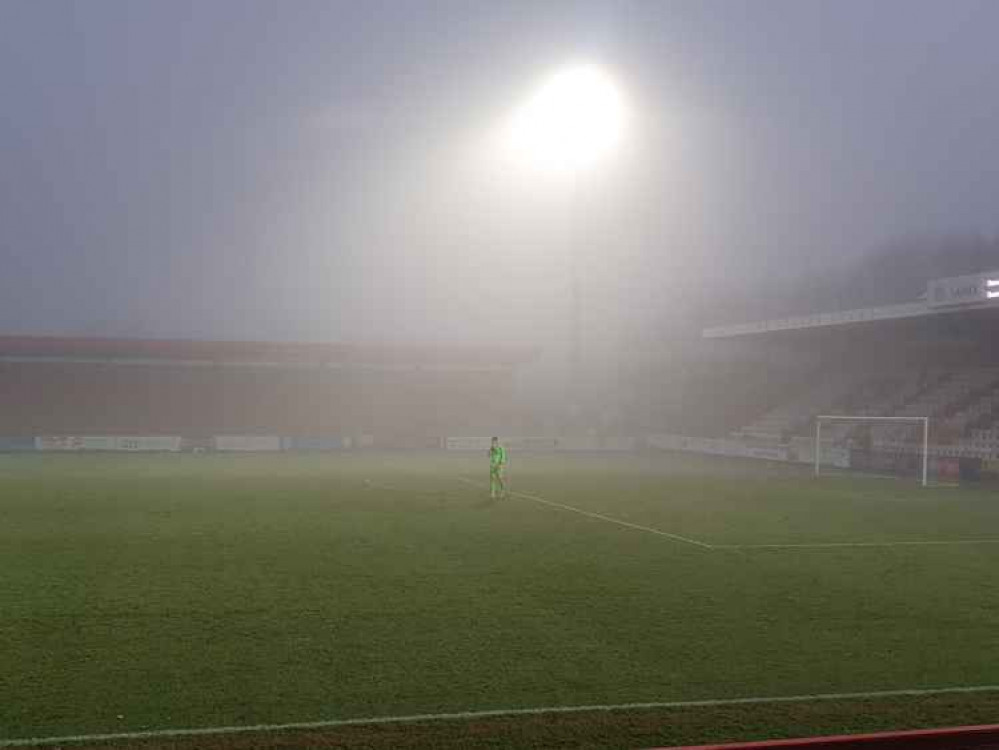 Stevenage 0-2 Swansea: FA Cup PLAYER RATINGS. PICTURE: Swansea keeper Freddie Woodman through the north Herts mist. He was to save a late Boro penalty moments later. CREDIT: @laythy29