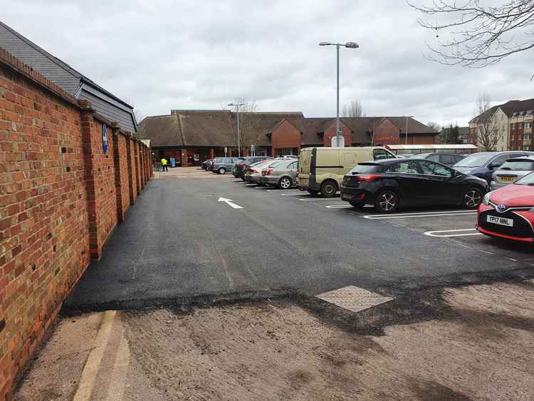 Hitchin Sainsbury's car park resurfacing work update. PICTURE CREDIT: Hitchin Nub News